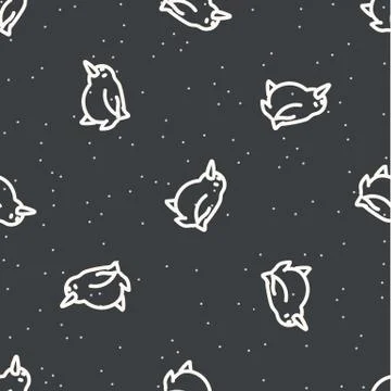 Seamless baby penguin background pattern. Simple gender neutral nursery festive Stockillustratie