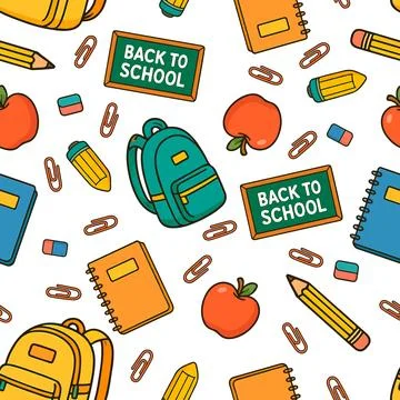 Seamless Back to School Pattern Collection Stock Illustration