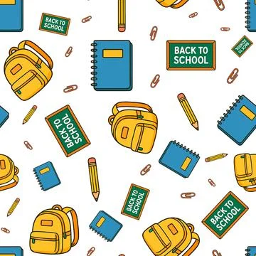 Seamless Back to School Pattern Collection Stock Illustration