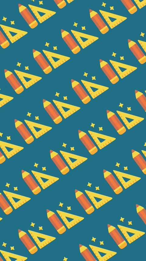 Seamless back to school pattern with pencils and rulers icons in tile background Stock Footage 326660357