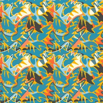 Seamless backdrop with abstract hand drawn shapes and grunge spots pattern Stock Illustration