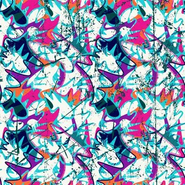 Seamless backdrop with abstract hand drawn shapes and grunge spots pattern Stock Illustration