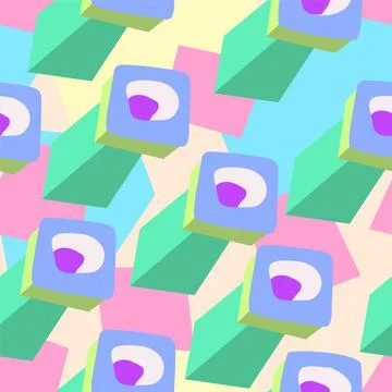 Seamless backdrop with abstract volumetric elemets Stock Illustration