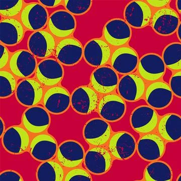 Seamless backdrop with chaotic circle shapes and grunge spots Stock Illustration
