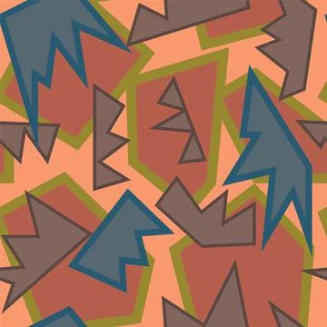 Seamless backdrop with chaotic curved geometry shapes Stock Illustration