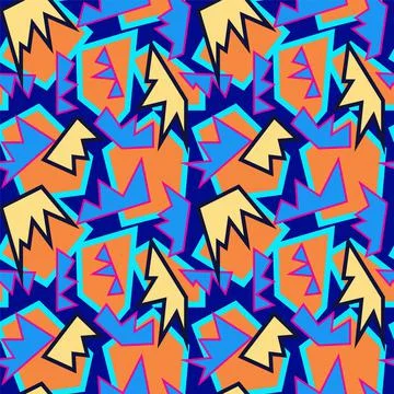 Seamless backdrop with chaotic curved geometry shapes Stock Illustration