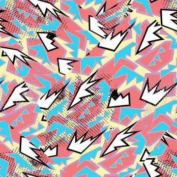 Seamless backdrop with chaotic curved geometry shapes Stock Illustration