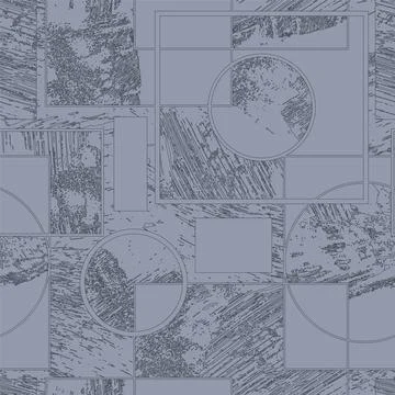 Seamless backdrop with chaotic geometry pattern like circles, square elements an Stock Illustration