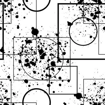 Seamless backdrop with geometry line elements like circles, squares and spots Stock Illustration