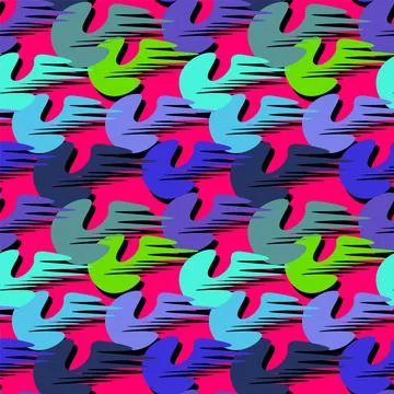 Seamless backdrop with hand drawn abstract repeat colorful shapes Illustrazione stock