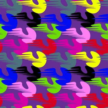 Seamless backdrop with hand drawn abstract repeat colorful shapes Stock Illustration