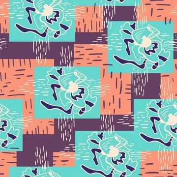 Seamless backdrop with strange hand drawn patterns and squares Stock-Illustration