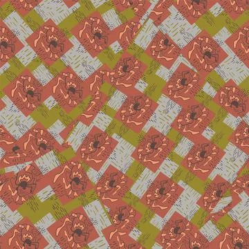 Seamless backdrop with strange hand drawn patterns and squares Stock Illustration