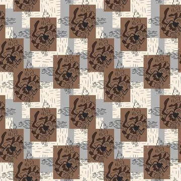 Seamless backdrop with strange hand drawn patterns and squares Stock Illustration