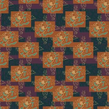 Seamless backdrop with strange hand drawn patterns and squares Stock Illustration