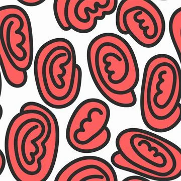 Seamless backdrop with twisted hand drawn elements line ears Stock Illustration