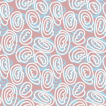Seamless backdrop with twisted hand drawn elements line ears Stock Illustration