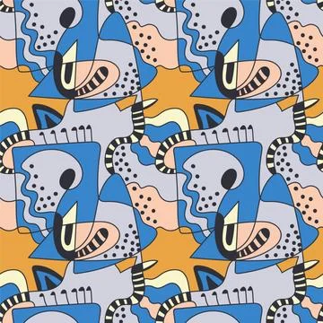 Seamless backdrop with unusual hand drawn colorful pattern Stock Illustration