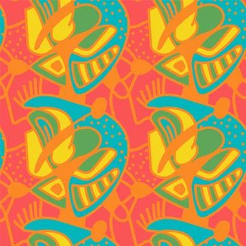 Seamless backdrop with unusual hand drawn colorful pattern Stock Illustration