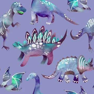 Seamless background with abstract dinosaurs Stock Illustration