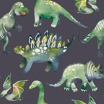 Seamless background with abstract dinosaurs Illustrazione stock