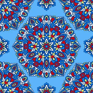 Seamless background with abstract ethnic pattern Stock Illustration