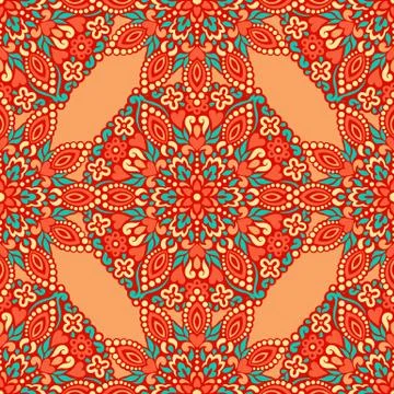 Seamless background with abstract ethnic pattern Stock Illustration