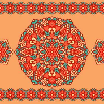 Seamless background with abstract ethnic pattern Illustrazione stock
