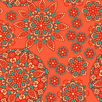 Seamless background with abstract ethnic pattern Stock Illustration