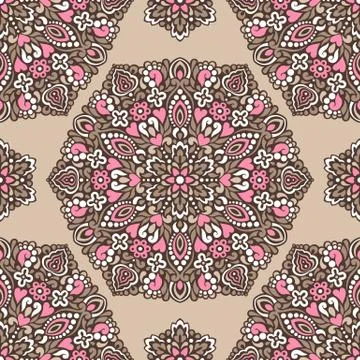 Seamless background with abstract ethnic pattern Stock Illustration
