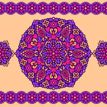 Seamless background with abstract ethnic pattern Stock Illustration