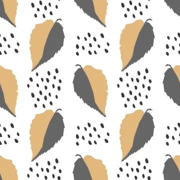 Seamless background with abstract leaf shapes in pastel colors . Rainy autumn Stock Illustration