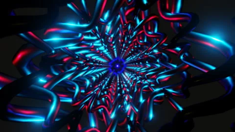 Seamless background of abstract strobe lights and geometric shapes in motion Stockbeeldmateriaal 326869854