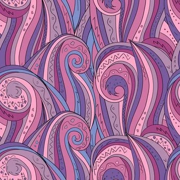 Seamless background with abstract waves. Freehand illustration Stock Illustration