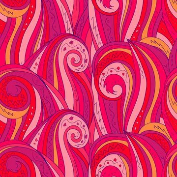 Seamless background with abstract waves. Freehand illustration Stock Illustration