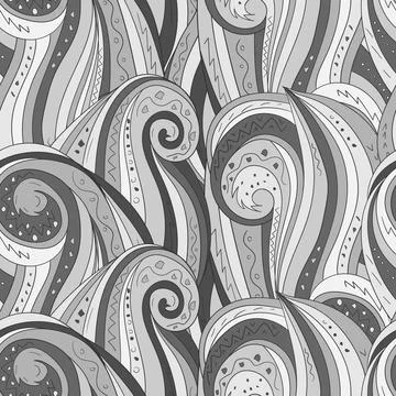 Seamless background with abstract waves. Freehand illustration Stock Illustration