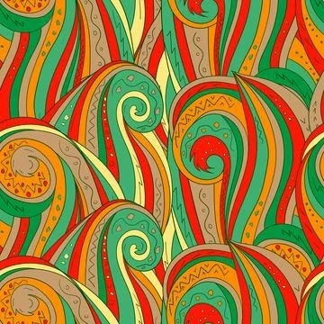 Seamless background with abstract waves. Freehand illustration Stock Illustration