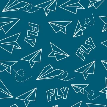 Seamless background with airplanes Stock Illustration