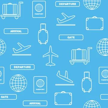 Seamless background on airport theme Stock Illustration