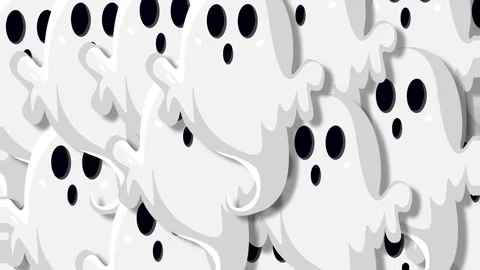 Seamless Background Animation of Cute Cartoon Ghosts Floating for Halloween. 스톡 동영상 345045381