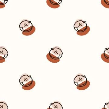 Seamless background apple fruit. Gender neutral kid food pattern. Simple Stock Illustration