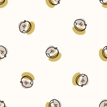 Seamless background apple fruit. Gender neutral kid food pattern. Simple Stock Illustration