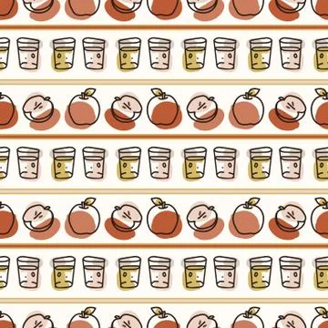 Seamless background apple fruit juice. Gender neutral kid food pattern. Simple Stock Illustration