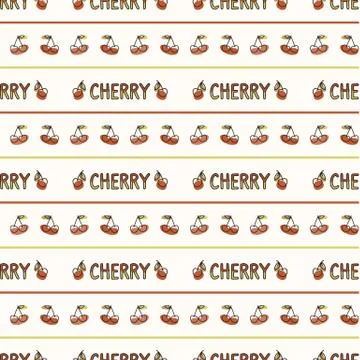 Seamless background apple text stripe. Gender neutral kid food pattern. Simple Stock Illustration