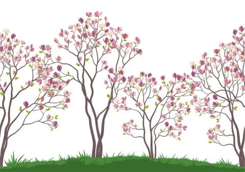 Seamless background, autumn trees Stock Illustration