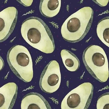Seamless background with avocado on a light background Illustrazione stock