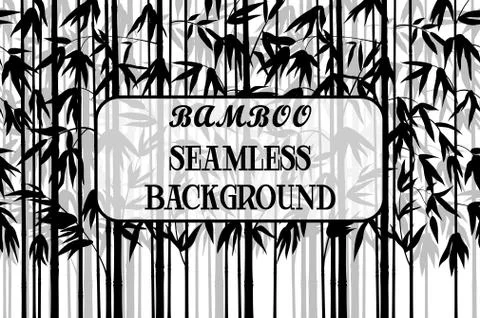 Seamless Background, Bamboo Silhouettes Stock Illustration