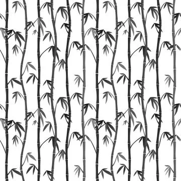 Seamless background with bamboo stems Stock Illustration