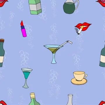 Seamless background with bar menu elements. Vector illustration Illustrazione stock