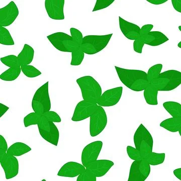 Seamless background with basil leaves. A repeating solid pattern with greenery Illustrazione stock
